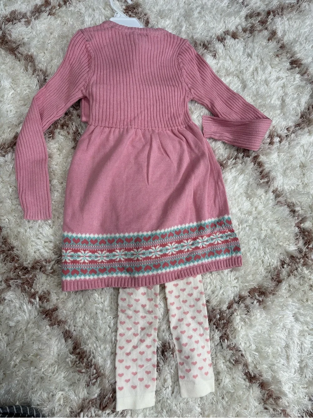 Cynthia Rowley Pink Knit Dress with Heart Print Leggings